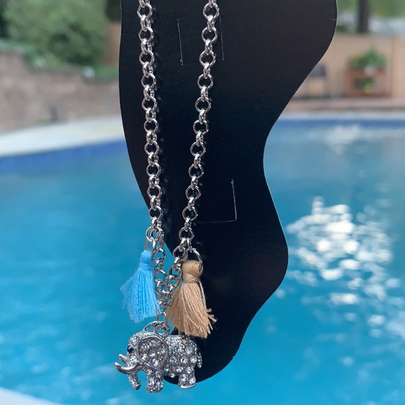 New Ankle Bracelet Elephant w: tassel + 3” ext. - Picture 3 of 6